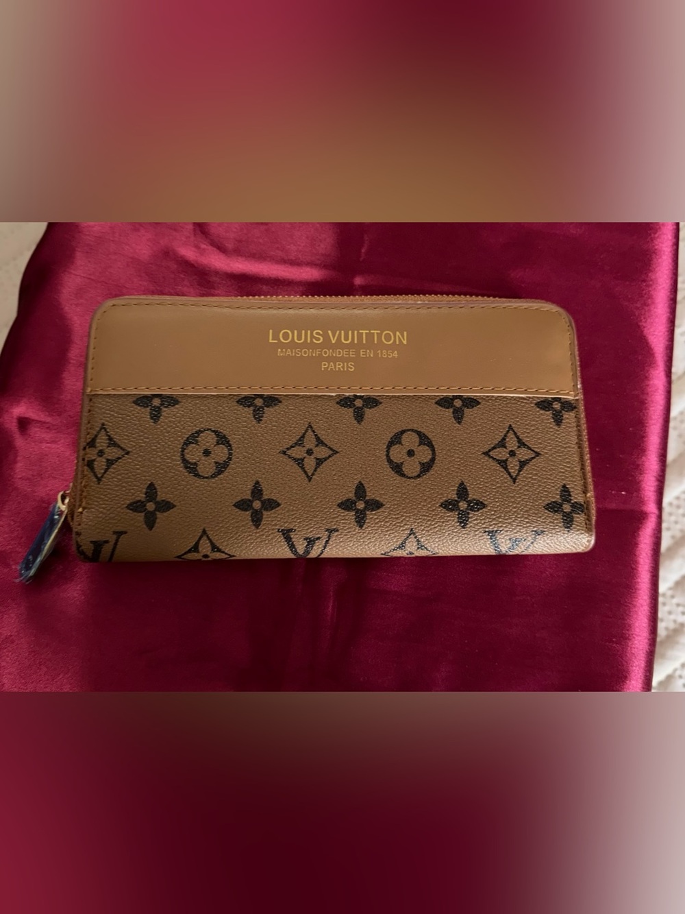 Fashionable Brown Monogram Zip Around Wallet